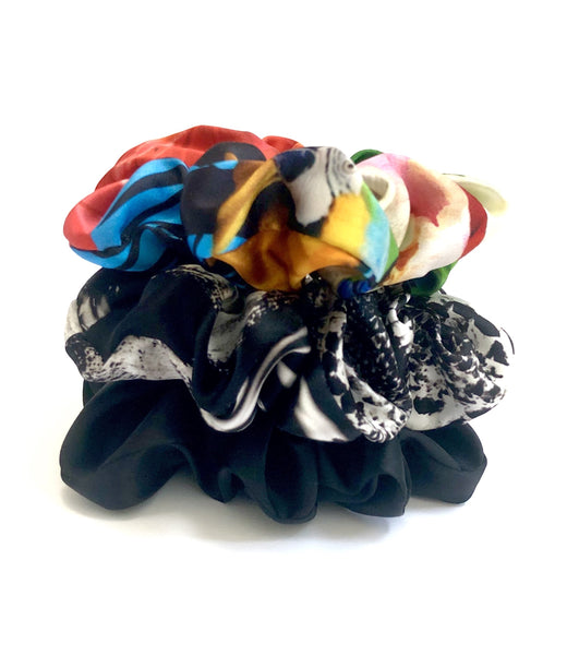 Printed Silk Hair Scrunchies + Set of 3 Into the Wild