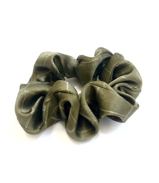 Printed Silk Hair Scrunchie + Army Croc