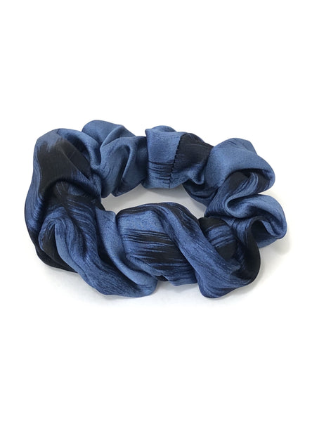 Printed Silk Hair Scrunchie + Blue Kitty