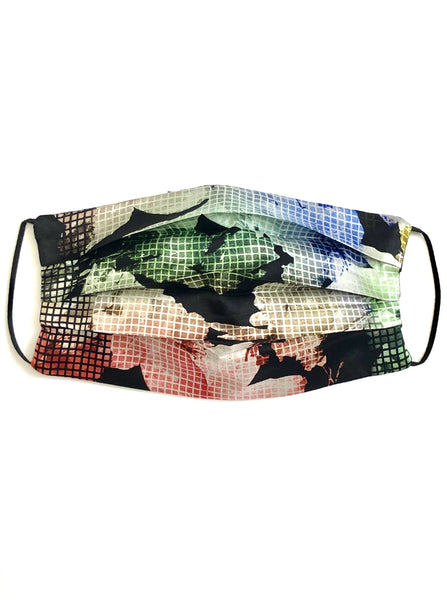 Printed Silk Face Mask + Floral Grid