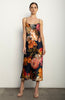 Midi Slip Dress + Navy Bouquet Stretch Silk