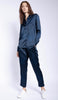 Long Sleeve Blouse + Navy Croc Stretch Silk
